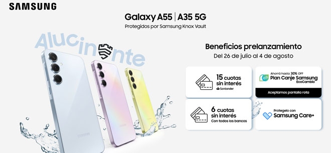 Llegan a la Argentina los Samsung Galaxy A35 5G y Galaxy A55 5G con beneficios prelanzamiento